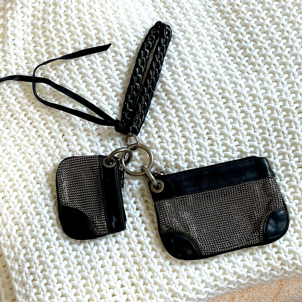 BCBG Maxazria Black Leather Wristlet